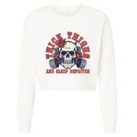 Thick Thighs And Sleep Deprived On Back Cropped Pullover Crew