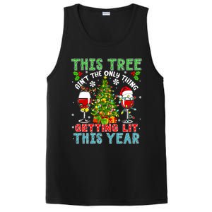 This Tree AinT Only Thing Getting Lit Xmas Two Santa Wines Gift PosiCharge Competitor Tank