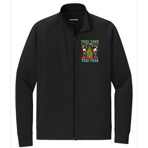 This Tree AinT Only Thing Getting Lit Xmas Two Santa Wines Gift Stretch Full-Zip Cadet Jacket