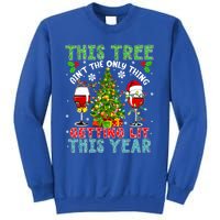 This Tree AinT Only Thing Getting Lit Xmas Two Santa Wines Gift Sweatshirt