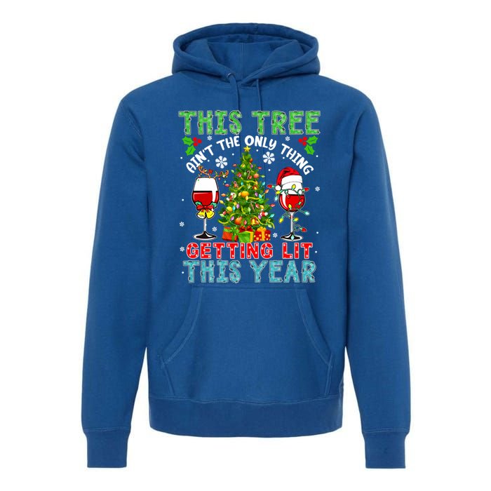 This Tree AinT Only Thing Getting Lit Xmas Two Santa Wines Gift Premium Hoodie