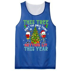 This Tree AinT Only Thing Getting Lit Xmas Two Santa Wines Gift Mesh Reversible Basketball Jersey Tank