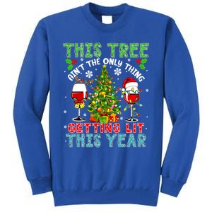 This Tree AinT Only Thing Getting Lit Xmas Two Santa Wines Gift Tall Sweatshirt