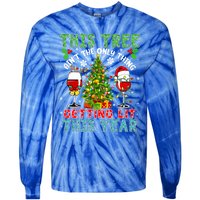 This Tree AinT Only Thing Getting Lit Xmas Two Santa Wines Gift Tie-Dye Long Sleeve Shirt