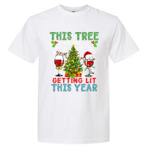 This Tree AinT Only Thing Getting Lit Xmas Two Santa Wines Gift Garment-Dyed Heavyweight T-Shirt