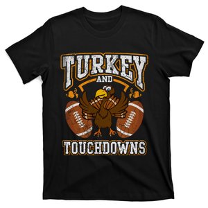 Thanksgiving Turkey And Touchdowns Football T-Shirt