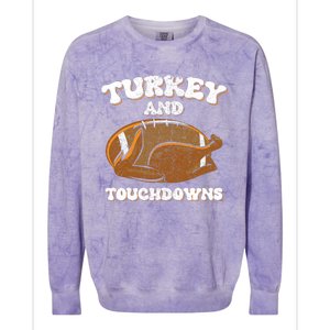 Thanksgiving Turkey And Touchdowns Football Colorblast Crewneck Sweatshirt