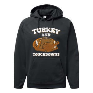 Thanksgiving Turkey And Touchdowns Football Performance Fleece Hoodie