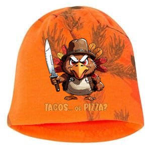 Thanksgiving Turkey Asking Eat Tacos Or Pizza Cool Kati - Camo Knit Beanie