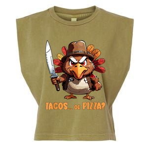 Thanksgiving Turkey Asking Eat Tacos Or Pizza Cool Garment-Dyed Women's Muscle Tee