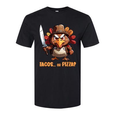 Thanksgiving Turkey Asking Eat Tacos Or Pizza Cool Softstyle CVC T-Shirt