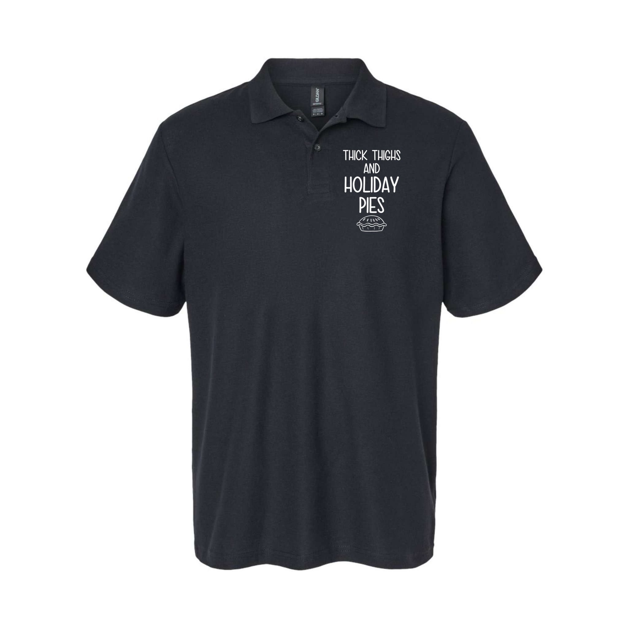 Thick Thighs And Holiday Pies Funny Thanksgiving Polo