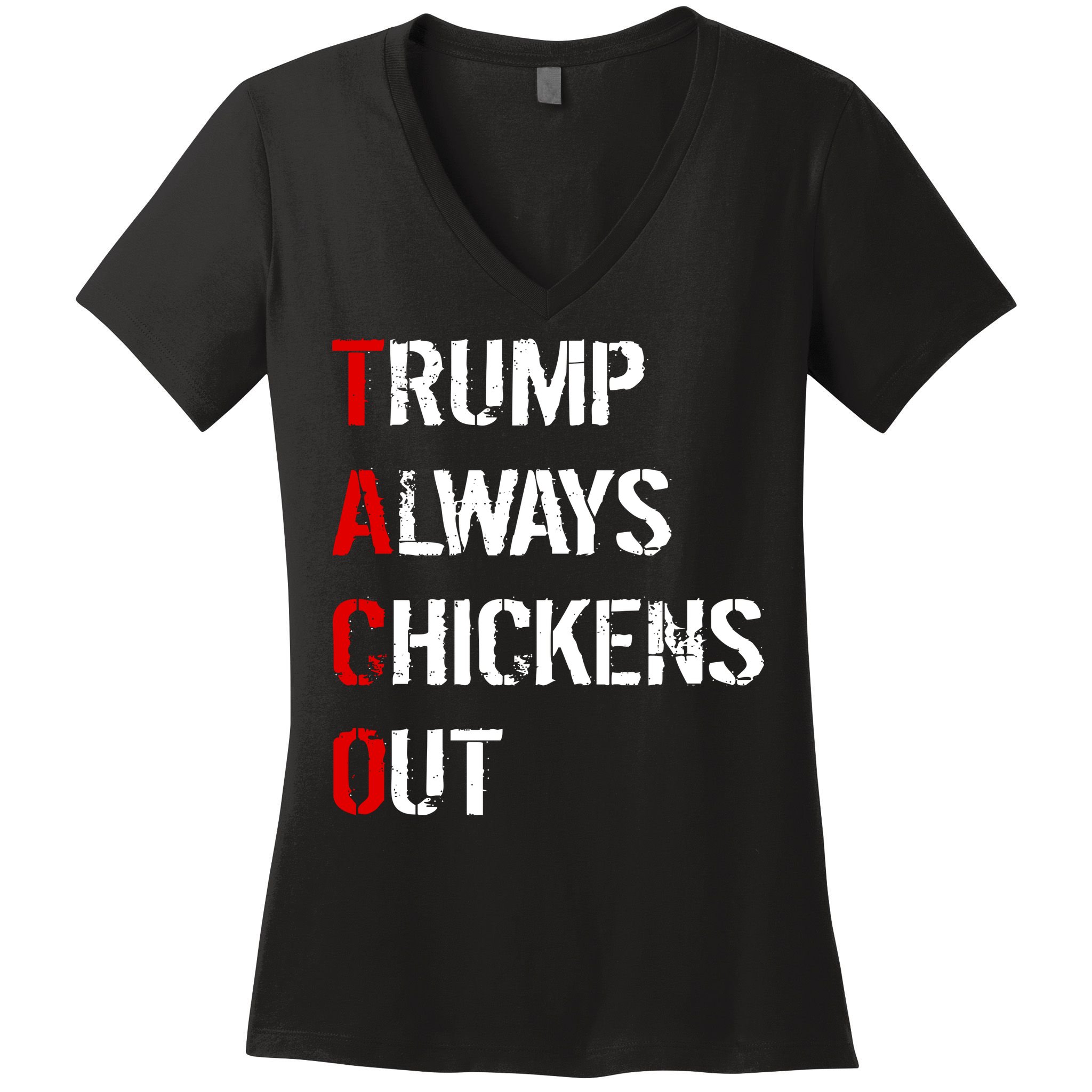 Taco Trump Always Chickens Out Women's V-Neck T-Shirt