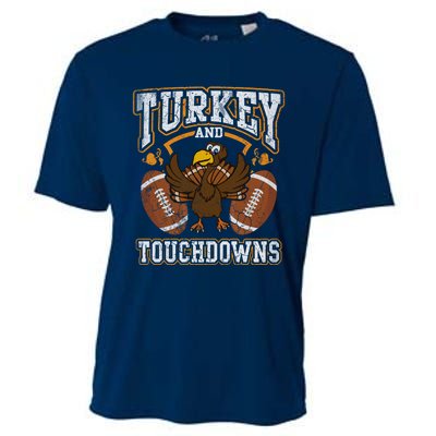 Thanksgiving Turkey And Touchdowns Football Cooling Performance Crew T-Shirt