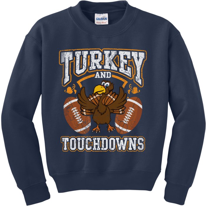 Thanksgiving Turkey And Touchdowns Football Kids Sweatshirt