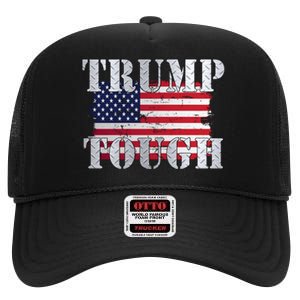 Trump Tough American Flag High Crown Mesh Back Trucker Hat