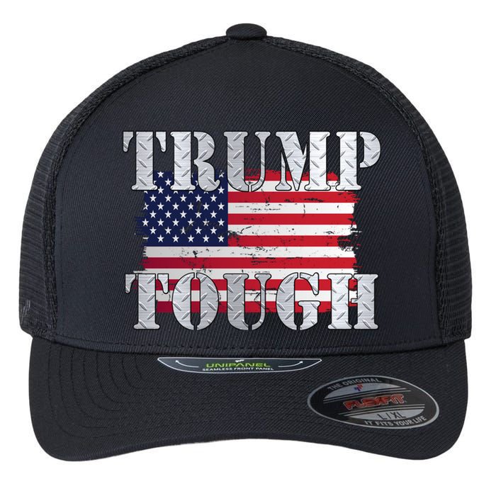 Trump Tough American Flag Flexfit Unipanel Trucker Cap