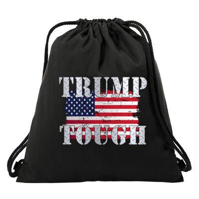 Trump Tough American Flag Drawstring Bag