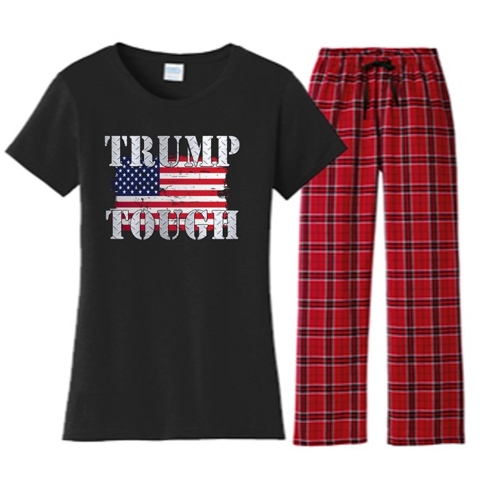 Trump Tough American Flag Women's Flannel Pajama Set