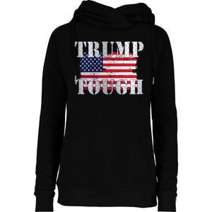 Trump Tough American Flag Womens Funnel Neck Pullover Hood