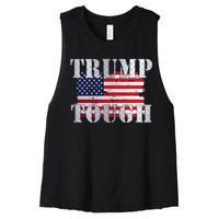 Trump Tough American Flag Women's Racerback Cropped Tank