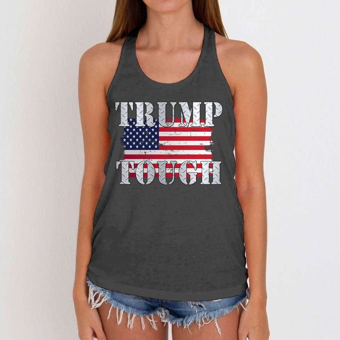 Trump Tough American Flag Women's Knotted Racerback Tank