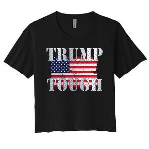 Trump Tough American Flag Women's Crop Top Tee