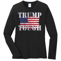 Trump Tough American Flag Ladies Long Sleeve Shirt