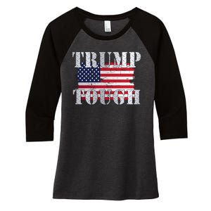 Trump Tough American Flag Women's Tri-Blend 3/4-Sleeve Raglan Shirt