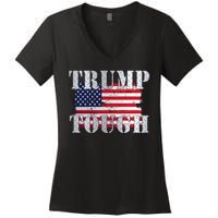 Trump Tough American Flag Women's V-Neck T-Shirt