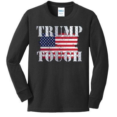 Trump Tough American Flag Kids Long Sleeve Shirt