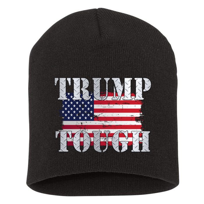 Trump Tough American Flag Short Acrylic Beanie