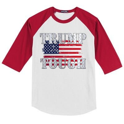 Trump Tough American Flag Kids Colorblock Raglan Jersey