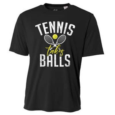 Tennis Takes Balls Funny Tennis Lover Cooling Performance Crew T-Shirt