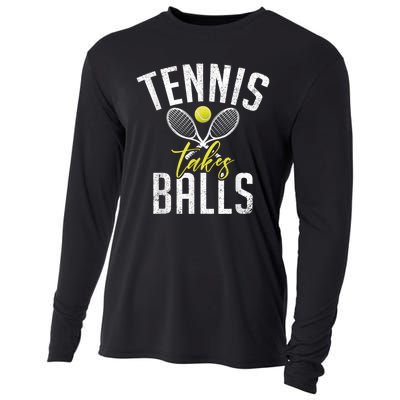 Tennis Takes Balls Funny Tennis Lover Cooling Performance Long Sleeve Crew