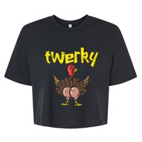 Twerky Turkey Butt Funny Thanksgiving Twerk Dance Pun Gift Bella+Canvas Jersey Crop Tee