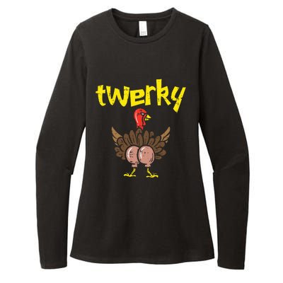 Twerky Turkey Butt Funny Thanksgiving Twerk Dance Pun Gift Womens CVC Long Sleeve Shirt