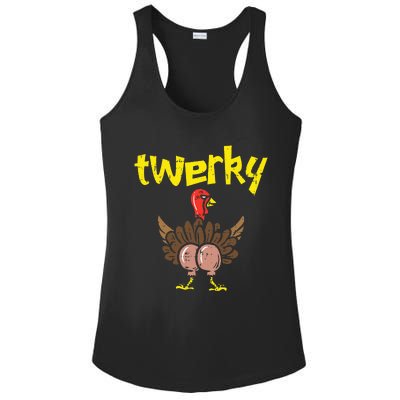 Twerky Turkey Butt Funny Thanksgiving Twerk Dance Pun Gift Ladies PosiCharge Competitor Racerback Tank