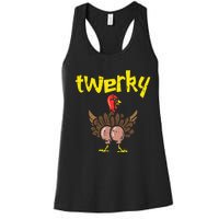 Twerky Turkey Butt Funny Thanksgiving Twerk Dance Pun Gift Women's Racerback Tank