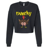 Twerky Turkey Butt Funny Thanksgiving Twerk Dance Pun Gift Cropped Pullover Crew