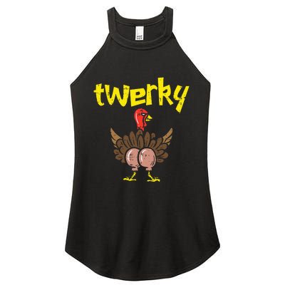 Twerky Turkey Butt Funny Thanksgiving Twerk Dance Pun Gift Women’s Perfect Tri Rocker Tank