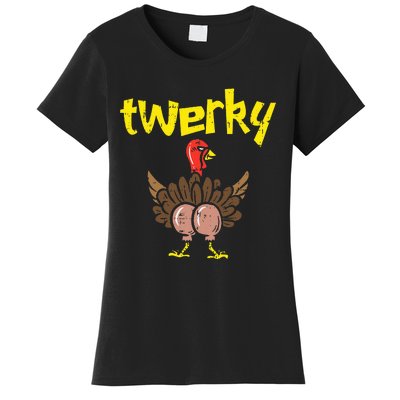 Twerky Turkey Butt Funny Thanksgiving Twerk Dance Pun Gift Women's T-Shirt