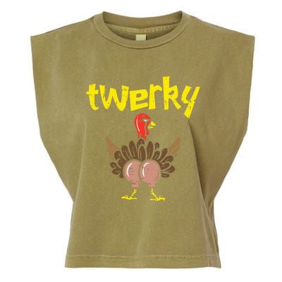 Twerky Turkey Butt Funny Thanksgiving Twerk Dance Pun Gift Garment-Dyed Women's Muscle Tee