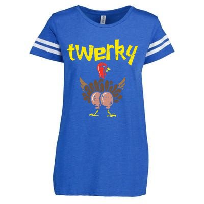 Twerky Turkey Butt Funny Thanksgiving Twerk Dance Pun Gift Enza Ladies Jersey Football T-Shirt