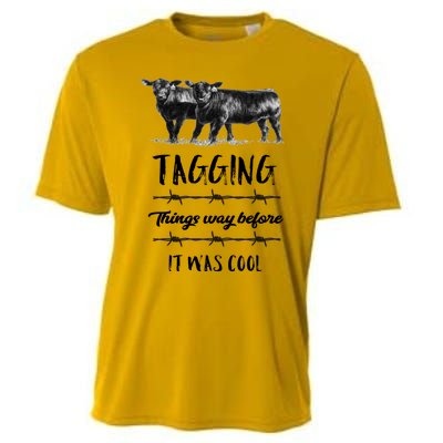 Tagging Things Before It Was Cool Great Gift Black Angus Gift Cooling Performance Crew T-Shirt