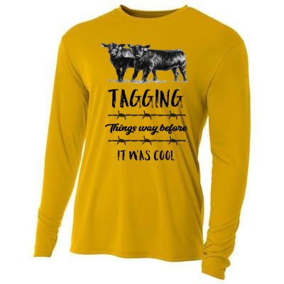 Tagging Things Before It Was Cool Great Gift Black Angus Gift Cooling Performance Long Sleeve Crew