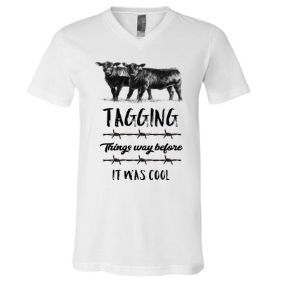 Tagging Things Before It Was Cool Great Gift Black Angus Gift V-Neck T-Shirt