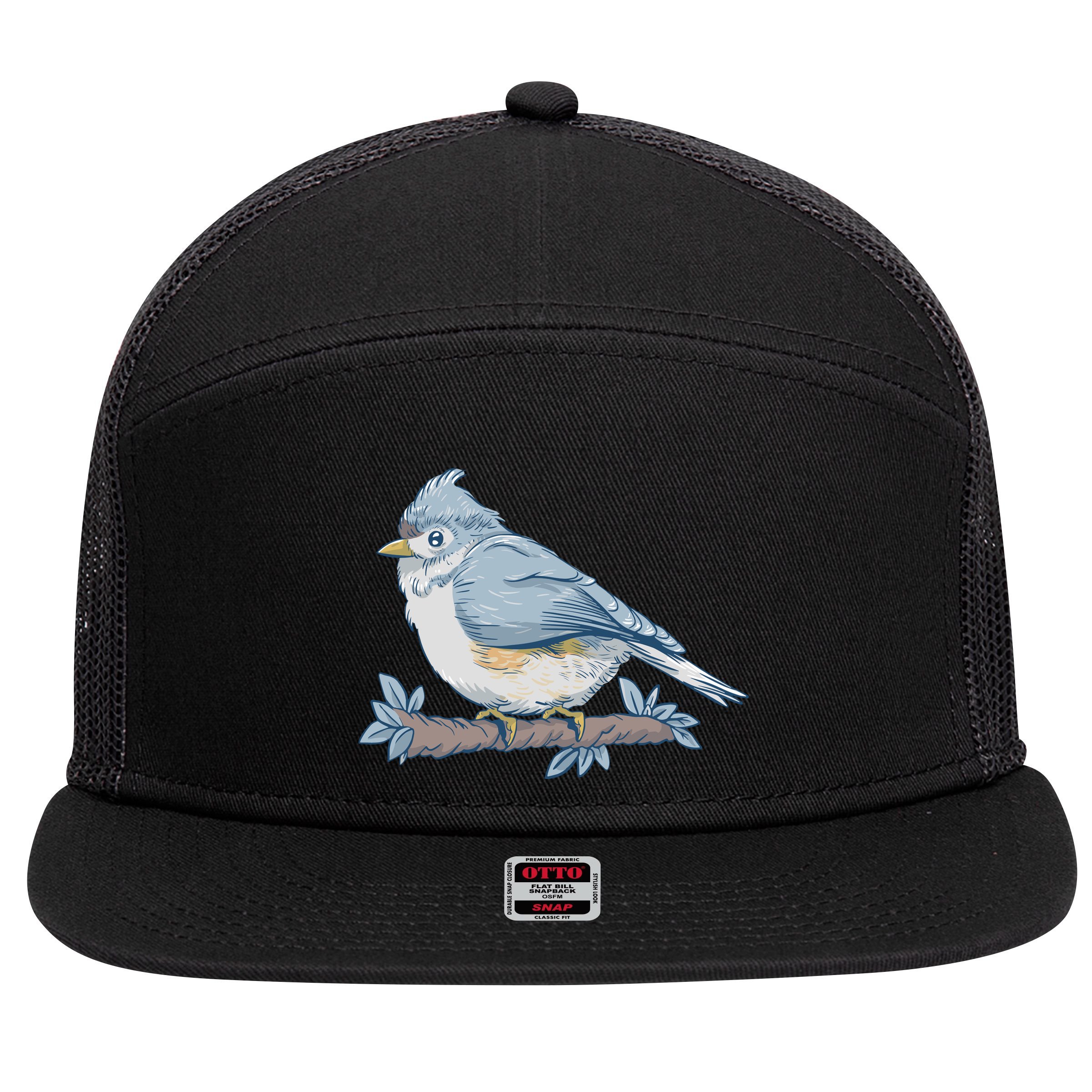 Tufted Titmouse Bird Cute Gift 7 Panel Mesh Trucker Snapback Hat