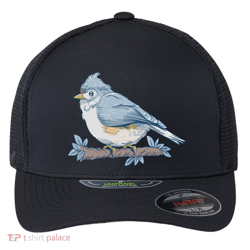 Tufted Titmouse Bird Cute Gift Flexfit Unipanel Trucker Cap