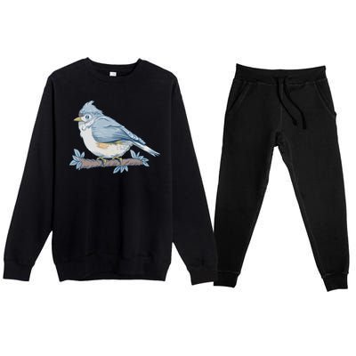 Tufted Titmouse Bird Cute Gift Premium Crewneck Sweatsuit Set